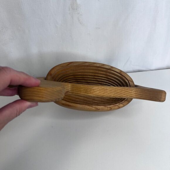 Duck Handcrafted Collapsible Wooden Basket Bread Fruit Bowl Decor Farmhouse - Picture 8 of 10